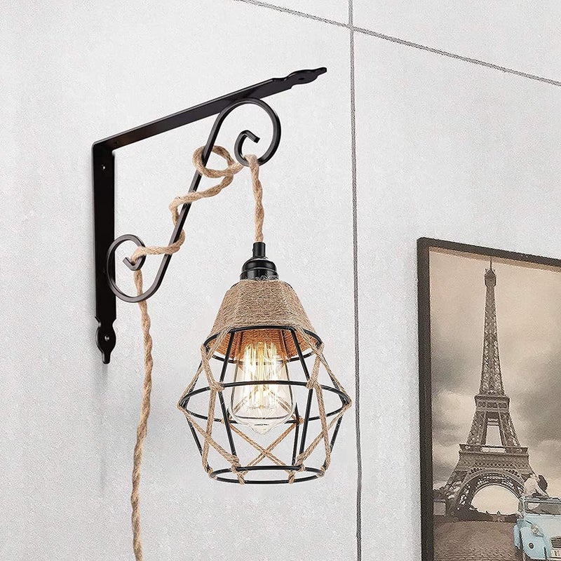 CAFULAM Industrial Hanging Light with Plug in Cord - Hemp Rope On/Off Switch, Farmhouse Pendant Light for Dining Room - Image 5
